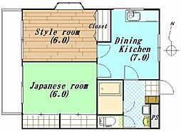 エーデルハイム 2階2DKの間取り