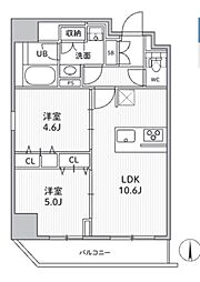 S-RESIDENCE住吉aquacht 2LDKの間取図画像