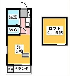 アーバンフラッツ柳沢 1階ワンルームの間取り
