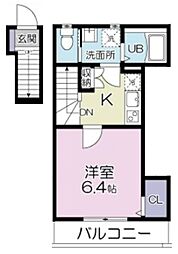 JR常磐線 亀有駅 徒歩16分の賃貸アパート 2階1Kの間取り