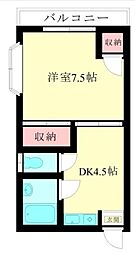 スパイグラスコート 2階1DKの間取り