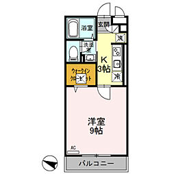 フローラ 1Kの間取図画像
