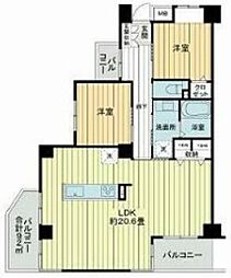 JR総武線 新小岩駅 徒歩13分の賃貸マンション 6階2LDKの間取り