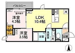 セレスティア中台 III 2LDKの間取図画像