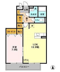 コリーヌ・ドゥ 1LDKの間取図画像