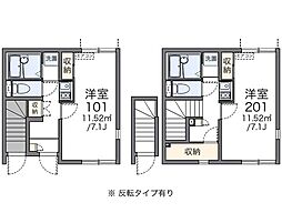 JR横浜線 八王子みなみ野駅 徒歩17分の賃貸アパート 1階1Kの間取り