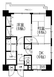 アミッド・グリーン大濠弐番館 2DKの間取図画像