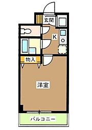 東急池上線 雪が谷大塚駅 徒歩14分の賃貸マンション 2階1Kの間取り