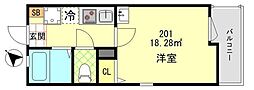 ロワール鶴見花月園前 1Kの間取図画像