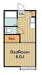 b'CASA淵野辺3re-born 1Kの間取図画像