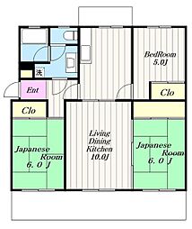 厚木毛利台ハイツ2号棟 3LDKの間取図画像
