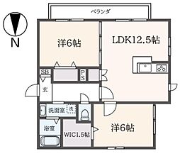 ソシア本牧 102 1階2LDKの間取り