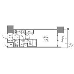 近鉄けいはんな線 長田駅 徒歩7分の賃貸マンション 9階1Kの間取り