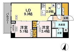ロイジェント西新井 2LDKの間取図画像