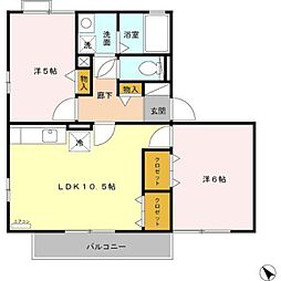 ハイツ クリノン 2階2LDKの間取り