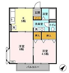 ドミール西都賀 2Kの間取図画像