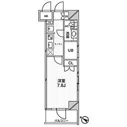 エルスタンザ文京千駄木 6階1Kの間取り