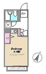 グリーンヴィラ府中 1階ワンルームの間取り