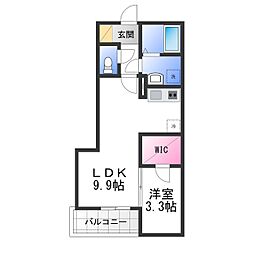 ジーメゾン岸和田ラクセル 1LDKの間取図画像