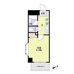 ルベールデュソレイユ 1Kの間取図画像