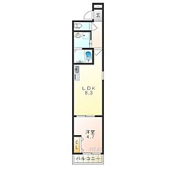 おおさか東線 城北公園通駅 徒歩5分の賃貸アパート 3階1LDKの間取り