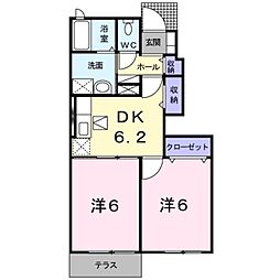 カーサ　ステラ 1階2DKの間取り