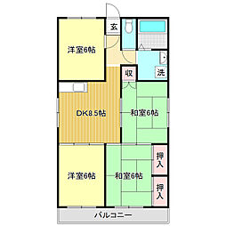 コーポ公文 4DKの間取図画像