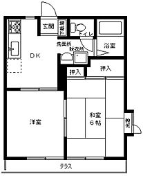 マウンテン中原 2DKの間取図画像