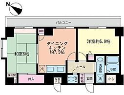 ホーメストハイツ大通公園 2DKの間取図画像