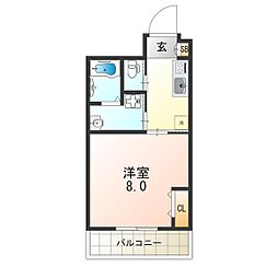 パレット 1Kの間取図画像