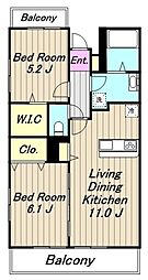 ベルソラーナ 2LDKの間取図画像