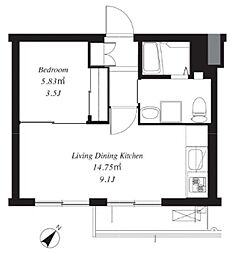 田端公園アパートメンツ 2階1LDKの間取り
