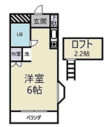 エポックII 2階ワンルームの間取り