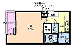 フジパレス北加賀屋1番館 1Kの間取図画像