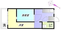 上原コーポラス 3階ワンルームの間取り