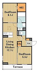 セントラーレ 1階2LDKの間取り
