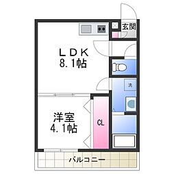 ドルチェ石津 3階1LDKの間取り