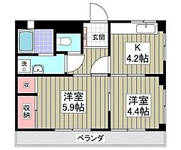 木下コーポ 2Kの間取図画像