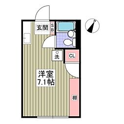 サンホワイトN ワンルームの間取図画像