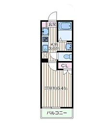 メゾン白雪 2階1Kの間取り