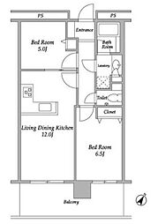 プラザタワー勝どき 2LDKの間取図画像