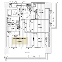 エステムコート和歌山Cityステーションフロント 9階3LDKの間取り
