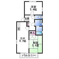 ディアス植松 2階2DKの間取り
