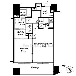 パークハビオ赤坂氷川町 5階1LDKの間取り
