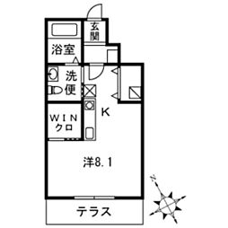 パーシモン ワンルームの間取図画像