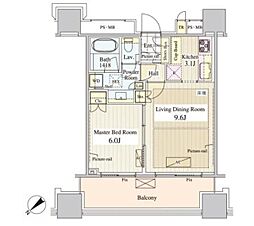 パークコート千代田富士見ザタワー 1LDKの間取図画像