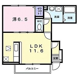 メゾンソレイユ 1LDKの間取図画像