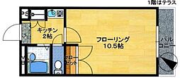 モンテクレーセB 1Kの間取図画像