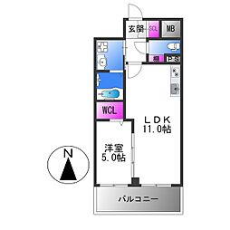 近鉄けいはんな線 荒本駅 徒歩3分の賃貸マンション 10階1LDKの間取り
