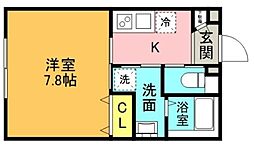 ARC TENJIN 3階1Kの間取り